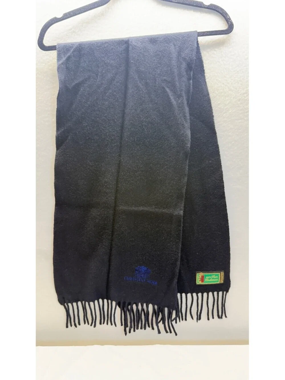 Christian Mode 100% Pure Cashmere Scarf Made in France Black E-3